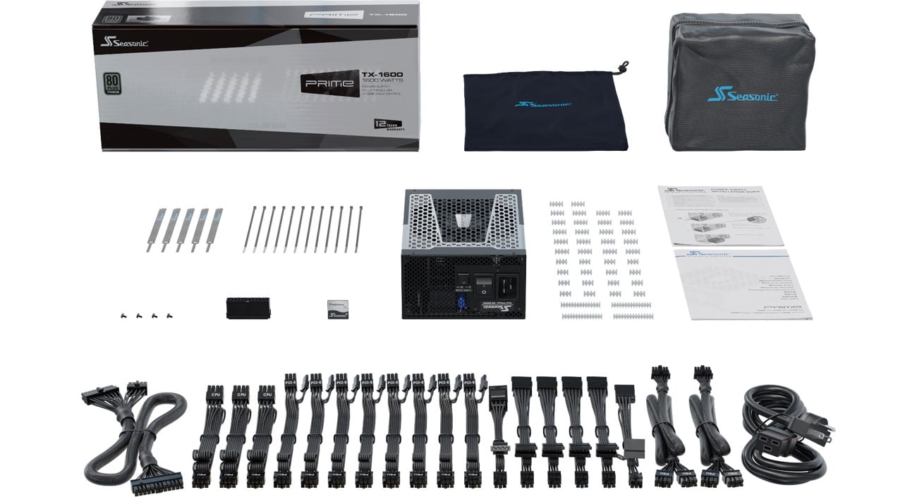 Seasonic Prime TX 1600 W 80 Plus Titanium modularne kable