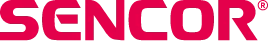 Logo firmy Sencor; kolor fuksjowy napisu