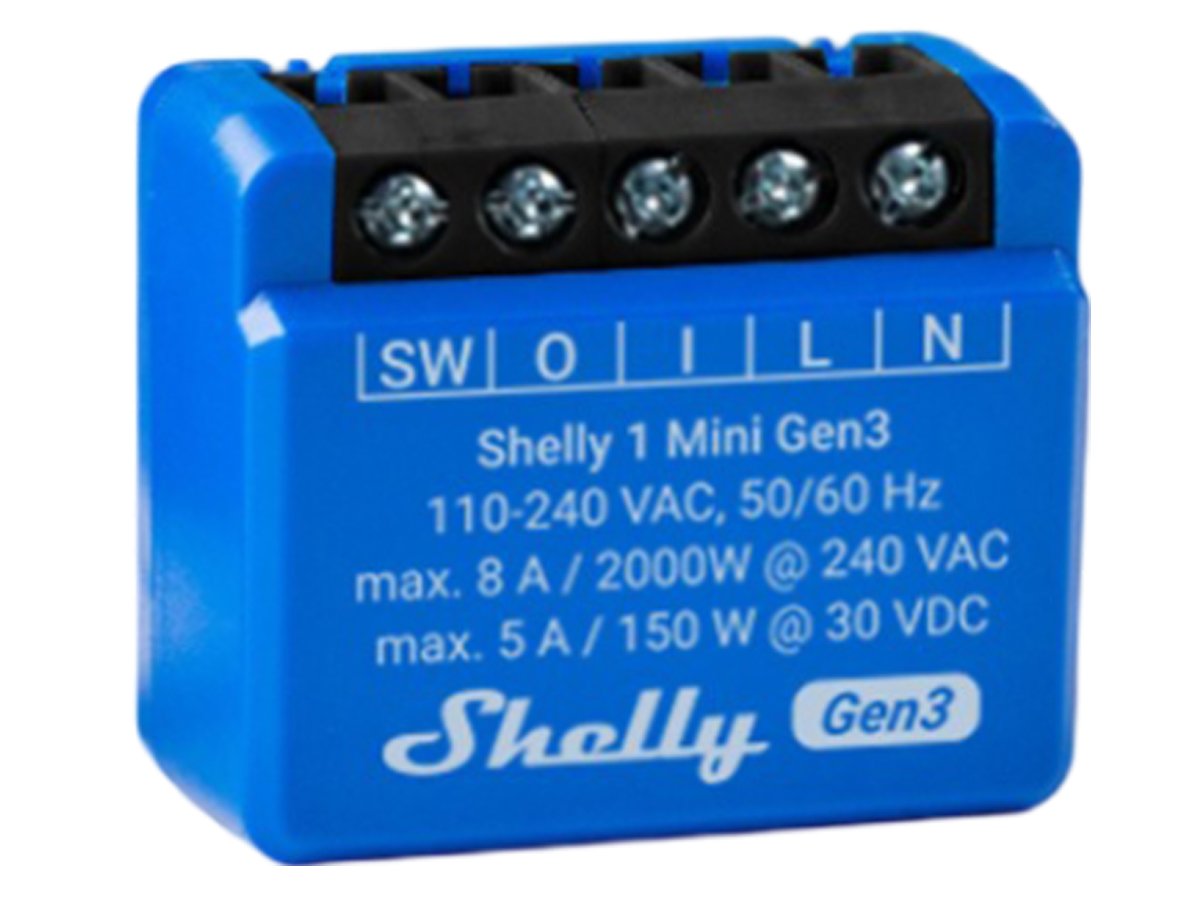 Sterownik Shelly 1 Mini Gen3 - Widok od dołu pod kątem