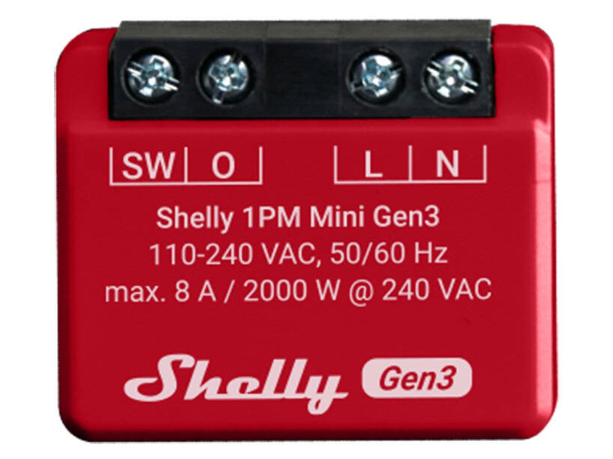 Sterownik Shelly 1PM Mini Gen3 - Widok od przodu