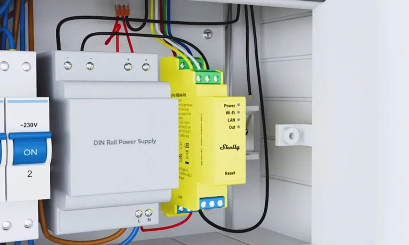 Shelly 5-kan. Sterownik na szynę DIN RGBWW Pro WiFi