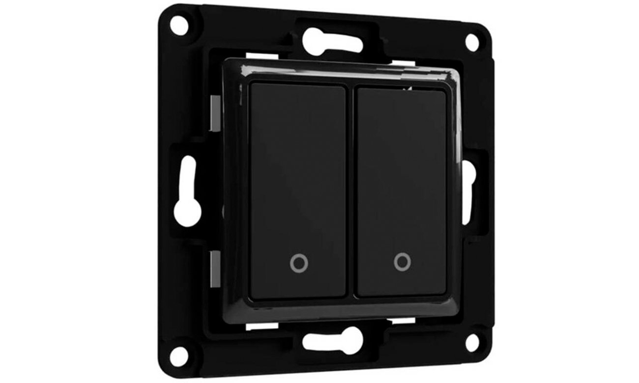 Włącznik ścienny Shelly Wall Switch 2 przyciski Czarny - Grafika