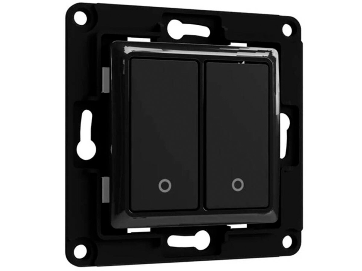 Włącznik ścienny Shelly Wall Switch 2 przyciski Czarny - Grafika