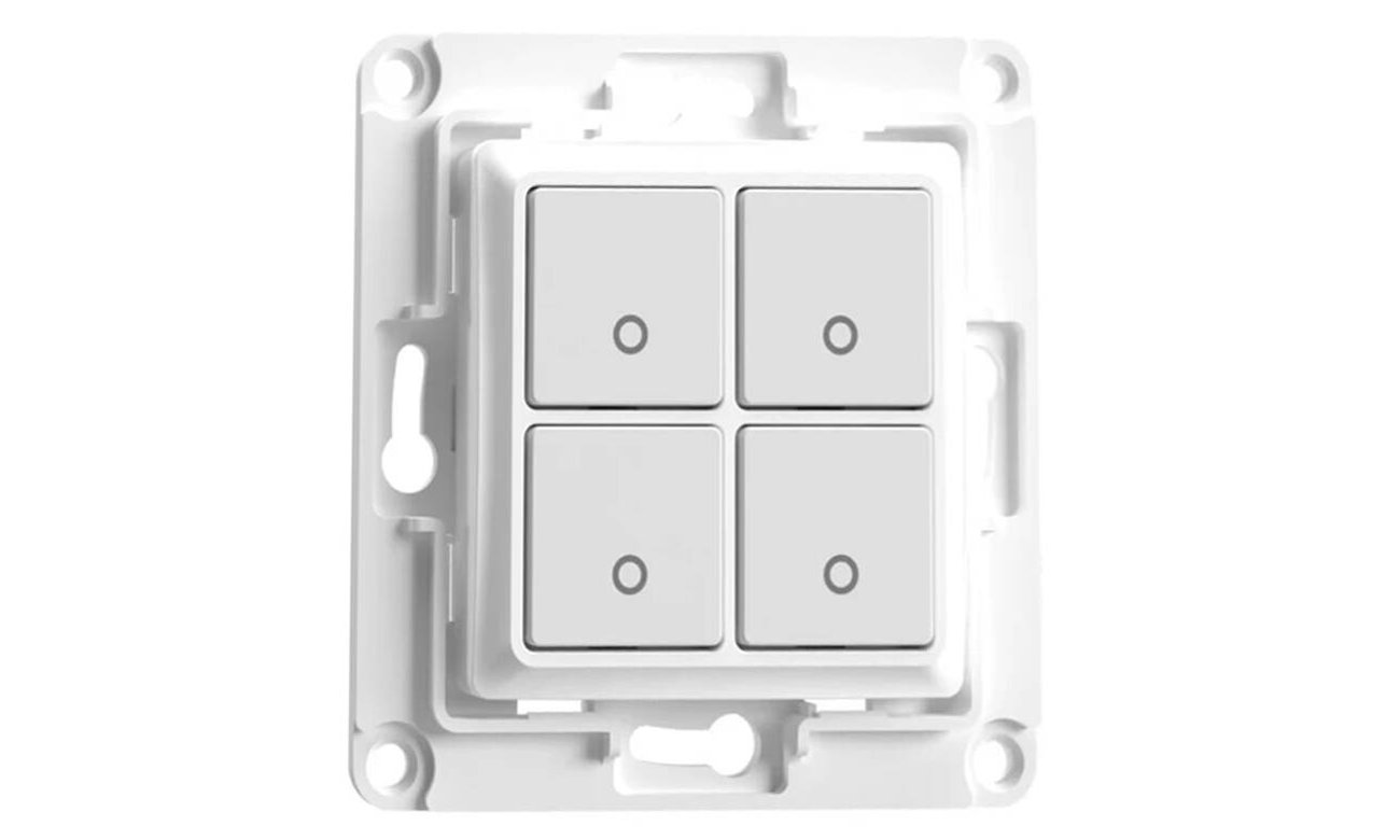 Włącznik ścienny Shelly Wall Switch 4 przyciski Biały - Widok od przodu pod kątem