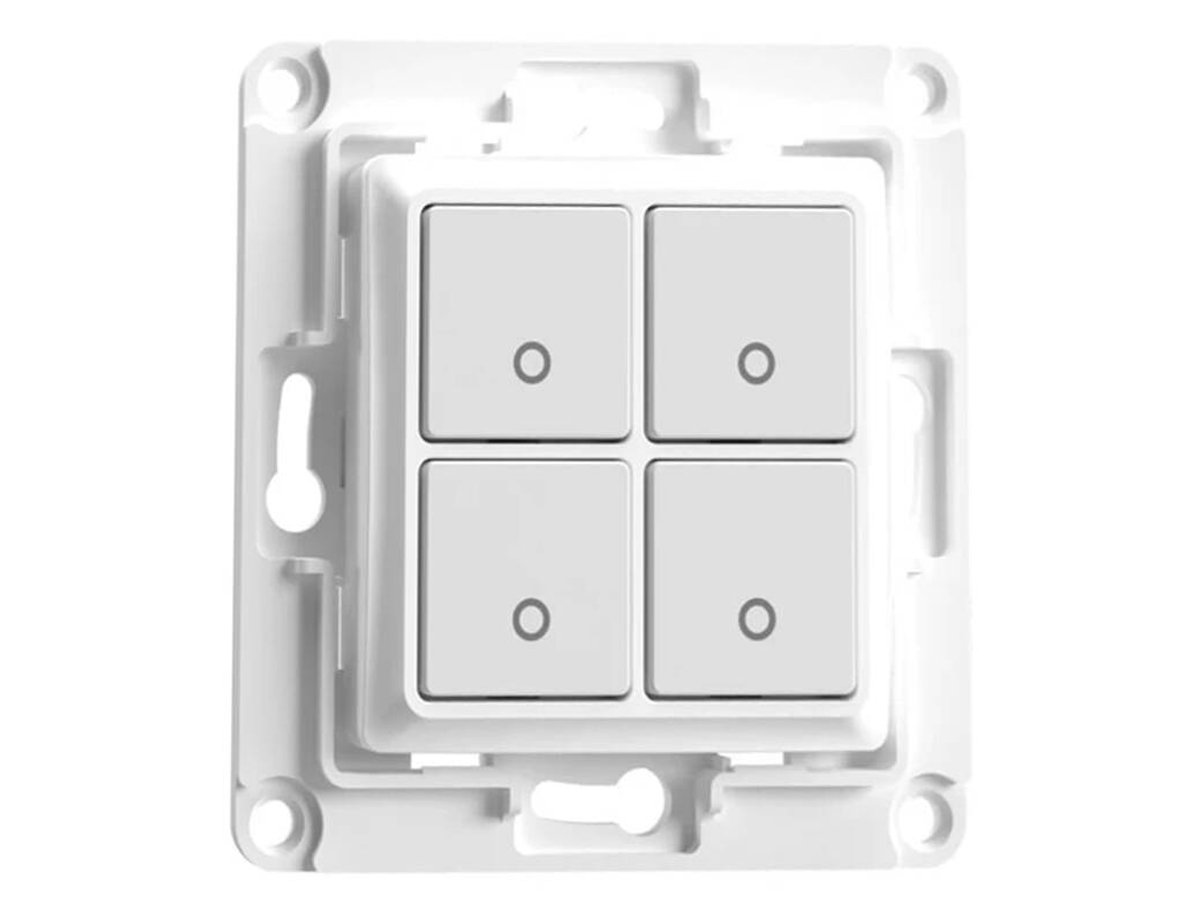 Włącznik ścienny Shelly Wall Switch 4 przyciski Biały - Widok od przodu pod kątem