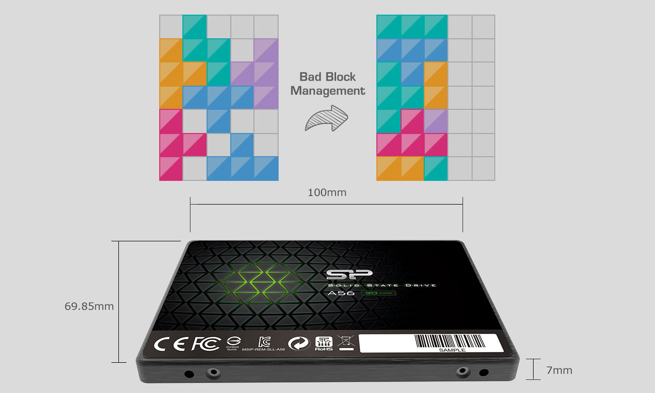 Silicon Power SSD Ace A56 Monitorowanie i eliminacja uszkodzonych bloków