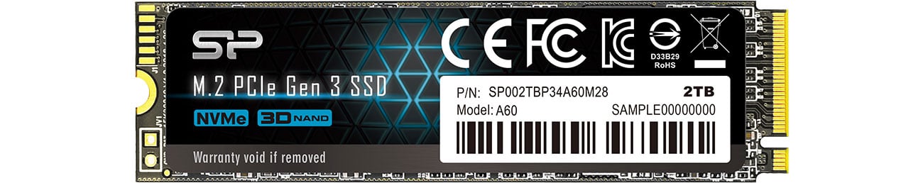 Dysk SSD Silicon Power 2TB M.2 PCIe NVMe A60 SP002TBP34A60M28
