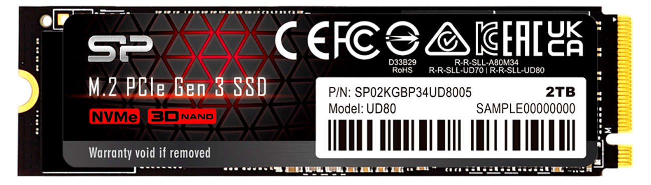 Dysk SSD M.2 Silicon Power UD80 2 TB - Widok od przodu