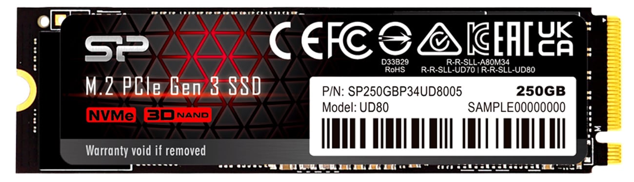 Dysk SSD M.2 Silicon Power UD80 250 GB - Widok od przodu