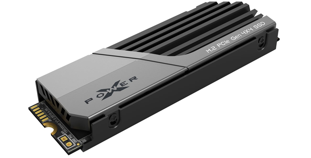 Dysk SSD M.2 Silicon Power XS70 Heatsink - Widok od przodu pod ktem