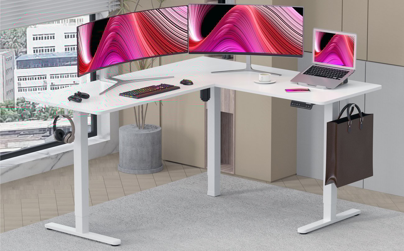 Biurko elektryczne Silver Monkey ECD-300 White - Grafika lifestyle