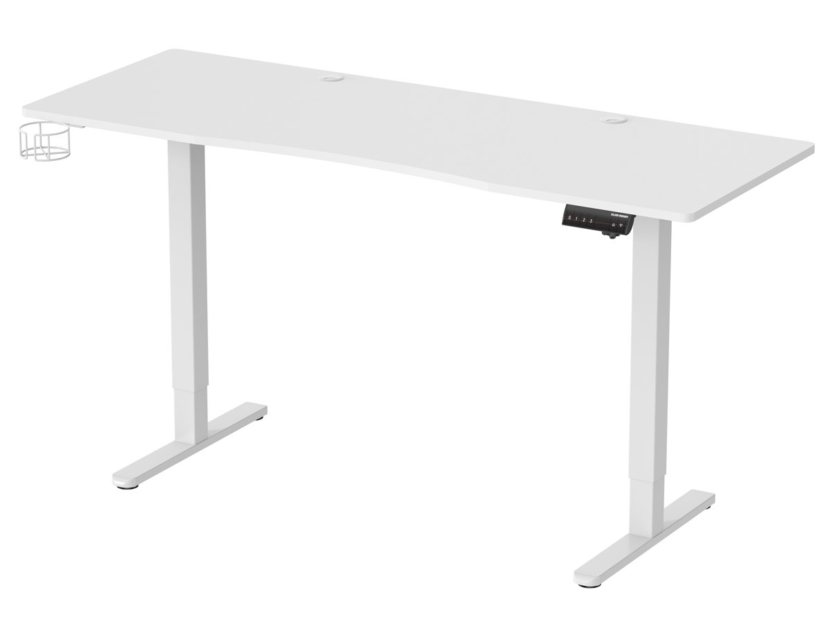 Biurko elektryczne Silver Monkey ED-160 White - Widok od przodu pod kątem
