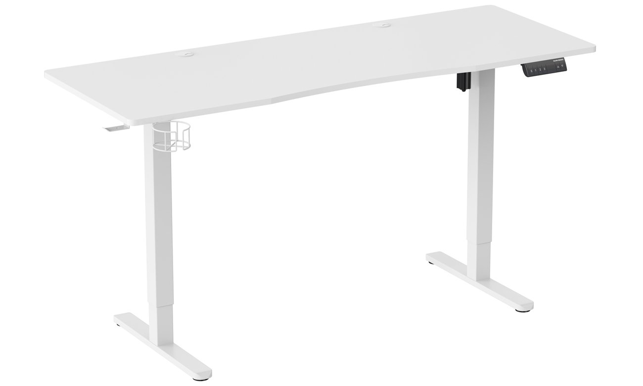 Biurko elektryczne Silver Monkey ED-160 White - Widok od przodu pod kątem