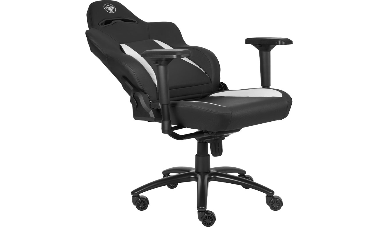 Der Sessel mit einem sportlichen Design aus Kunstleder SILVER MONKEY SMG-700 Elite Gaming Stuhl schwarz-weiß
