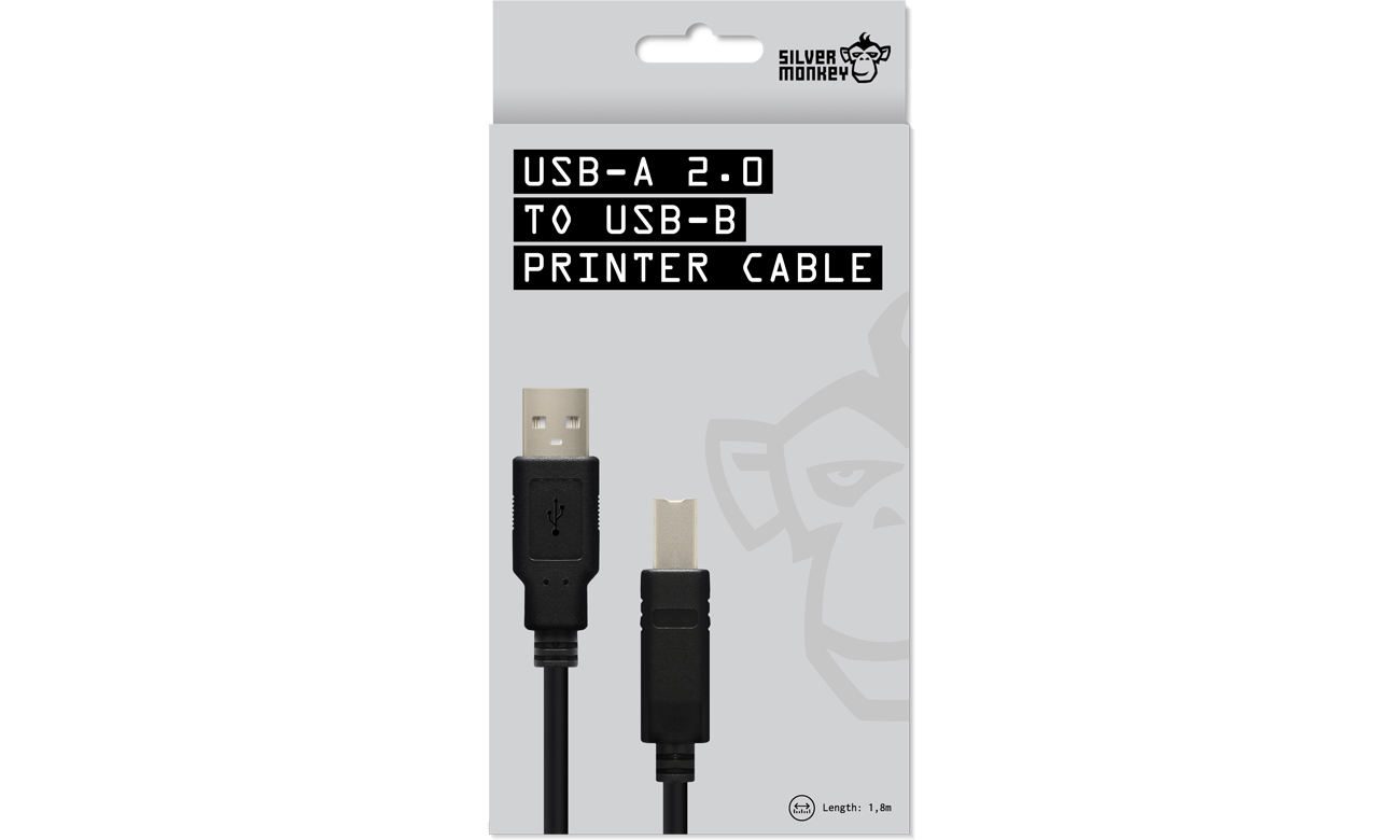 Silver Monkey Kabel USB do drukarek A-B 1,8m Opakowanie