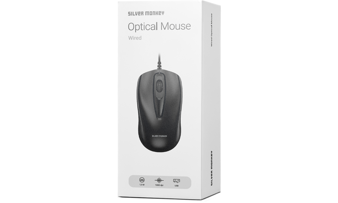 Wired Optical Mouse Silver Monkey