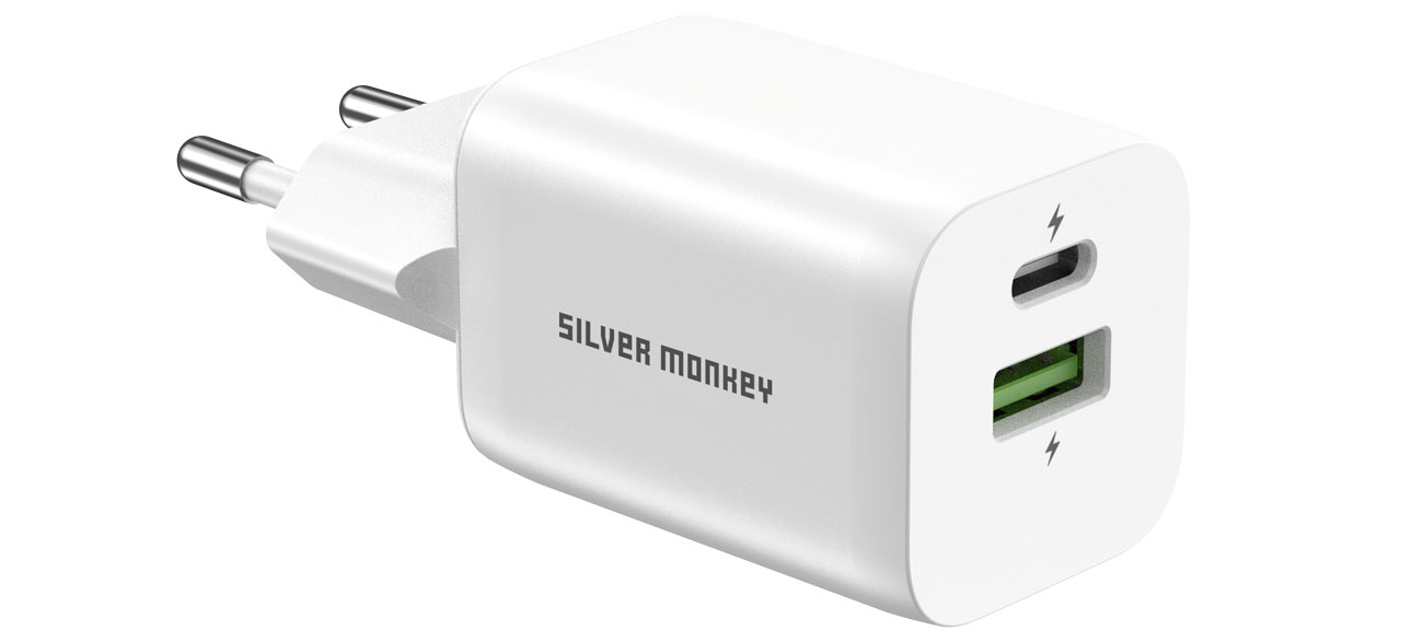 Silver Monkey 30W USB-C PD + USB-A QC ładowarka