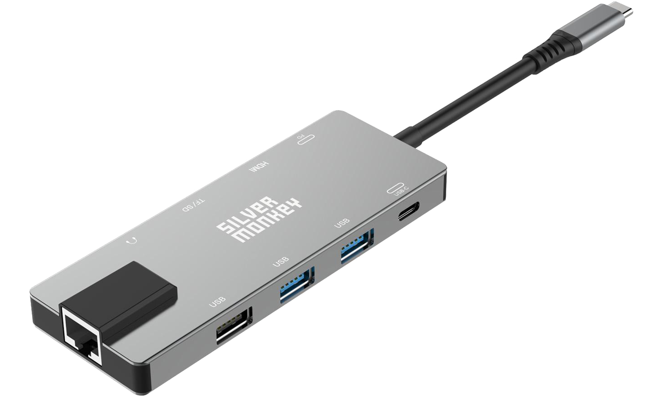Stacja dokująca USB-C, USB-A, HDMI, RJ-45,PD 100W Silver Monkey