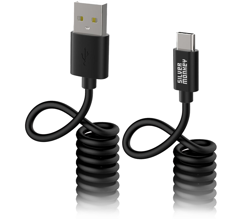 Silver Monkey X Spiralkabel USB-A auf USB-C 1m