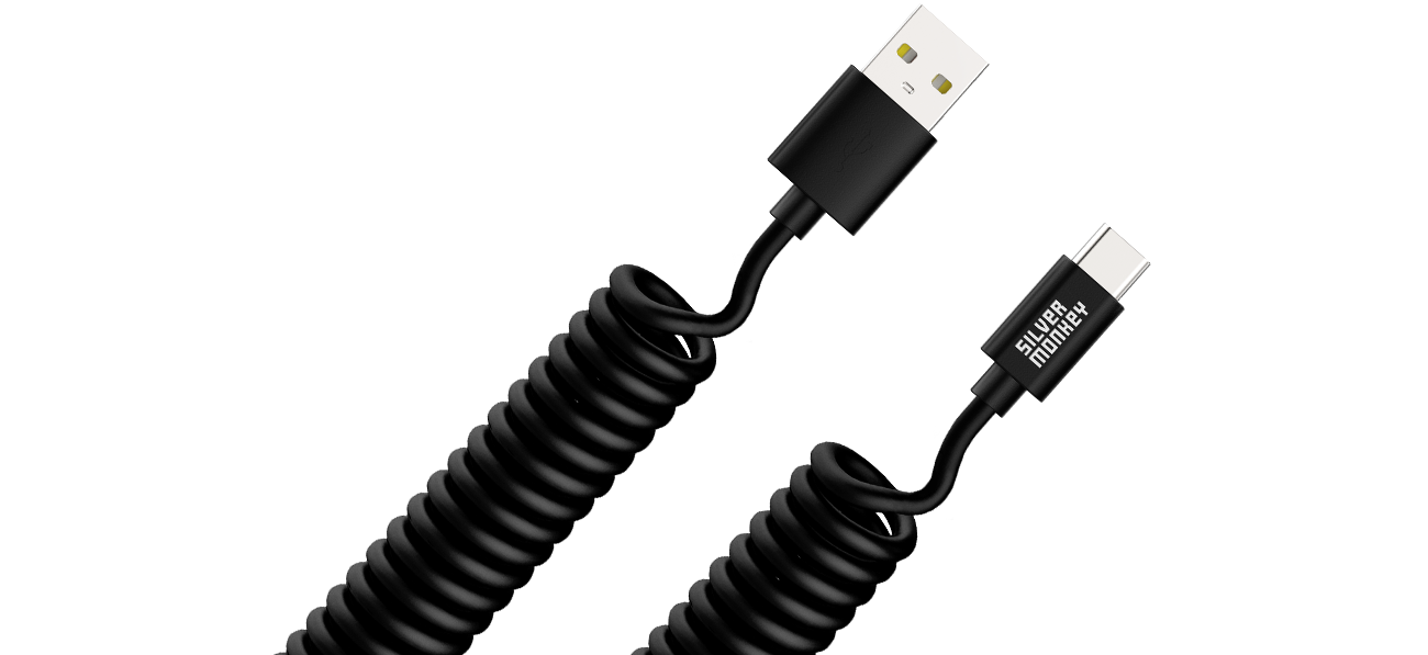 Silver Monkey X Spiralkabel USB-A auf USB-C 1m