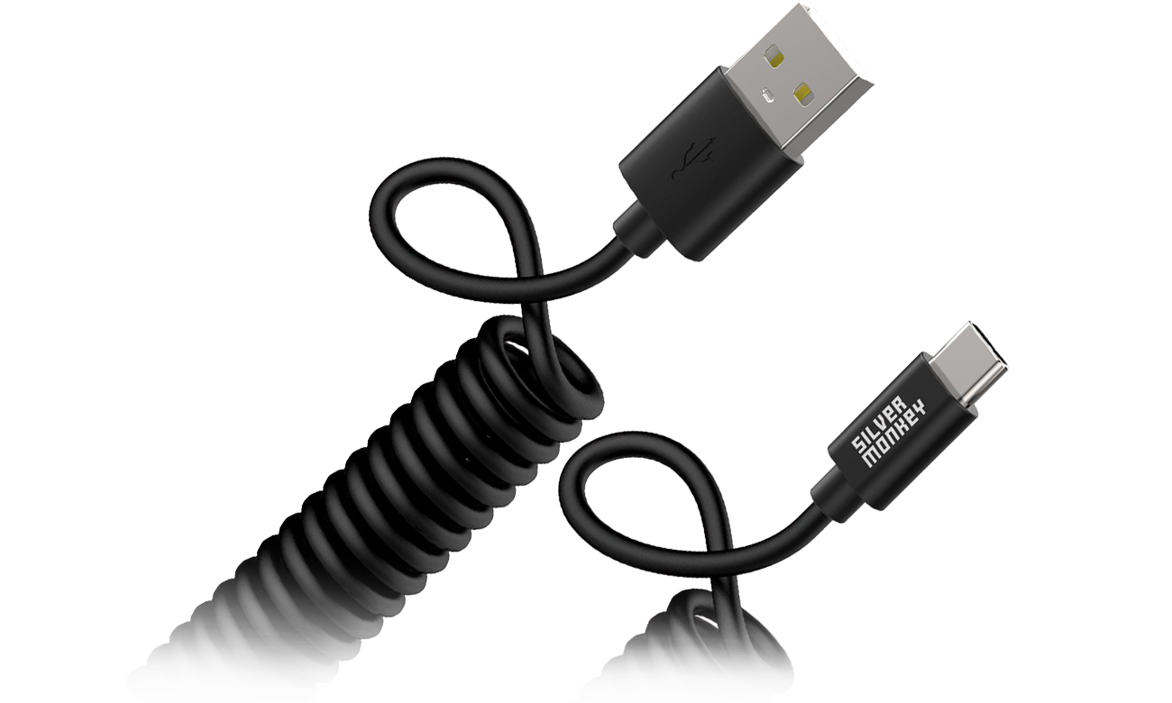 Silver Monkey X Spiralkabel USB-A auf USB-C 1m