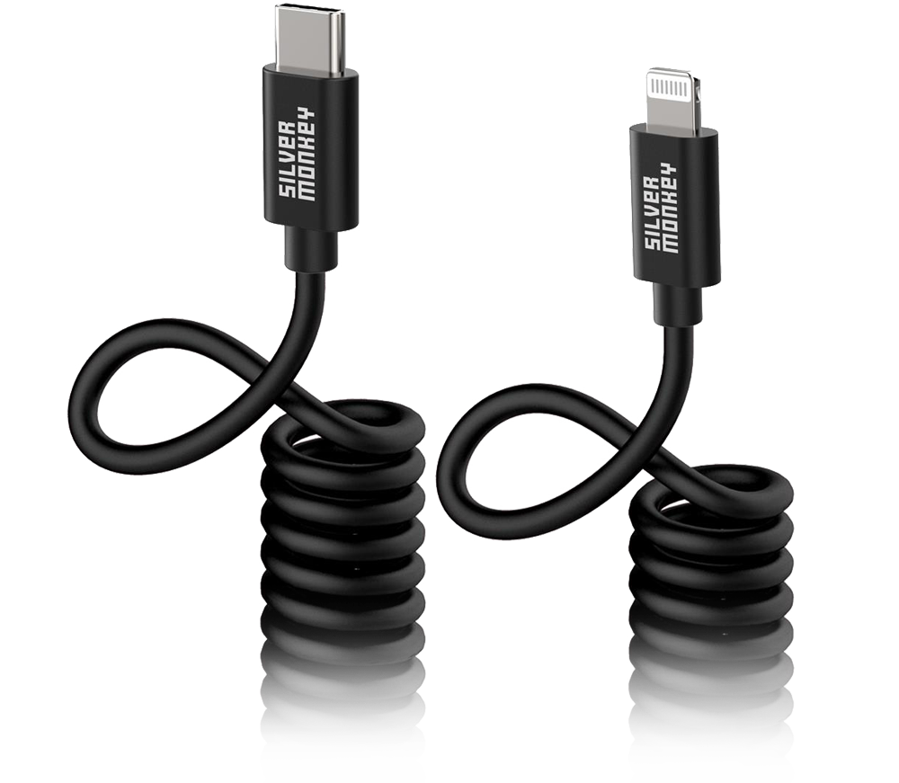 Kabel sprężynowy Silver Monkey SMA021 USB-C - Lightning 1m
