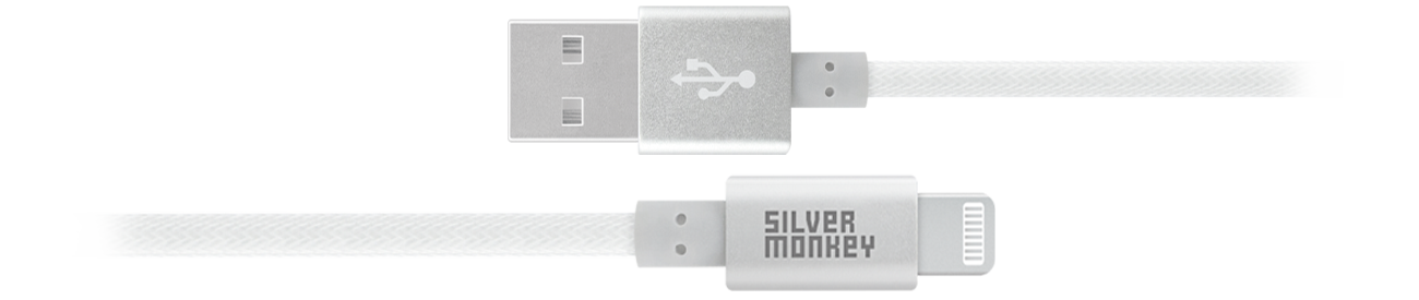 Kabel wzmacniany Silver Monkey USB-A - Lightning - Złącza