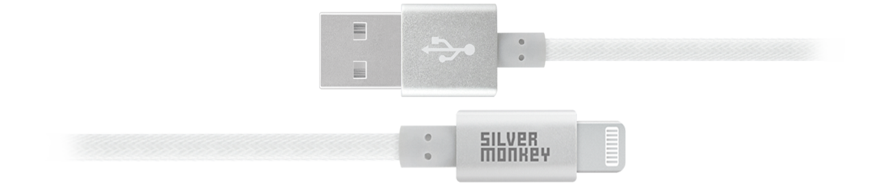 Kabel wzmacniany Silver Monkey USB-A - Lightning - Złącza