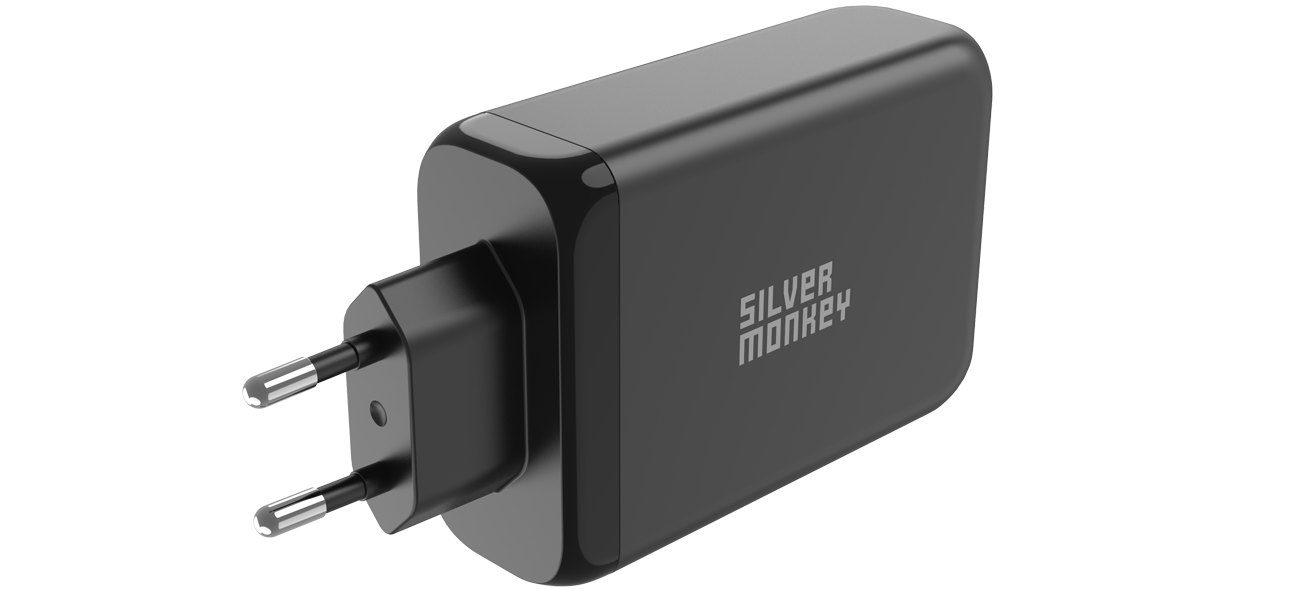 Silver Monkey X GaN-Netzladegerät 130W USB-C PD + USB 3.0 QC B