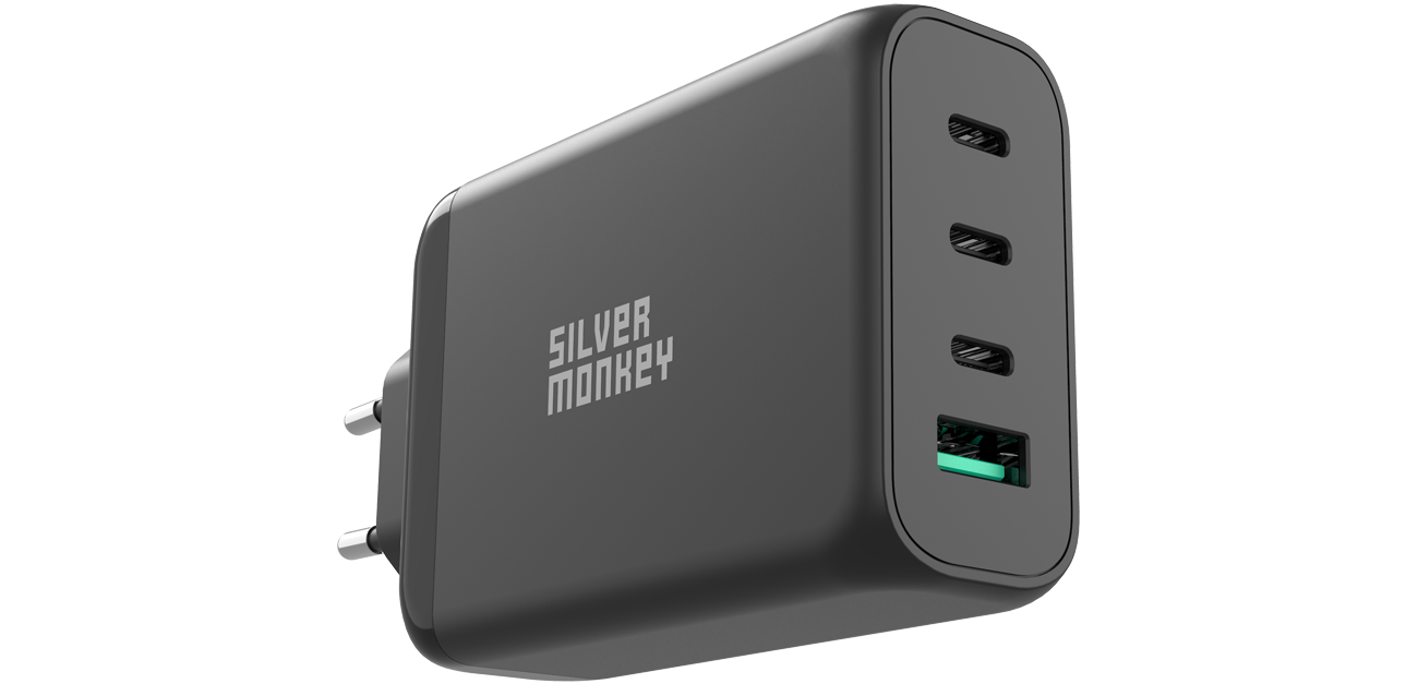 Silver Monkey X GaN-Netzladegerät 130W USB-C PD + USB 3.0 QC B