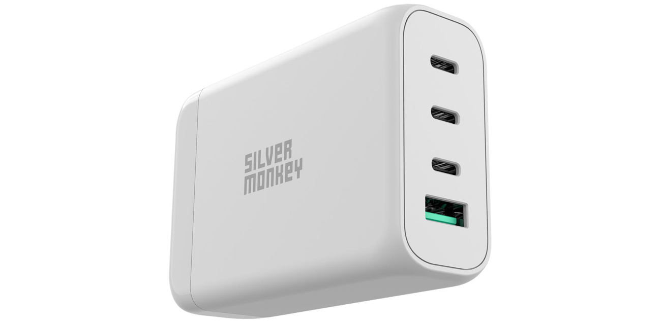 Silver Monkey X GaN-Ladegerät 130W USB-C PD + USB 3.0 QC W