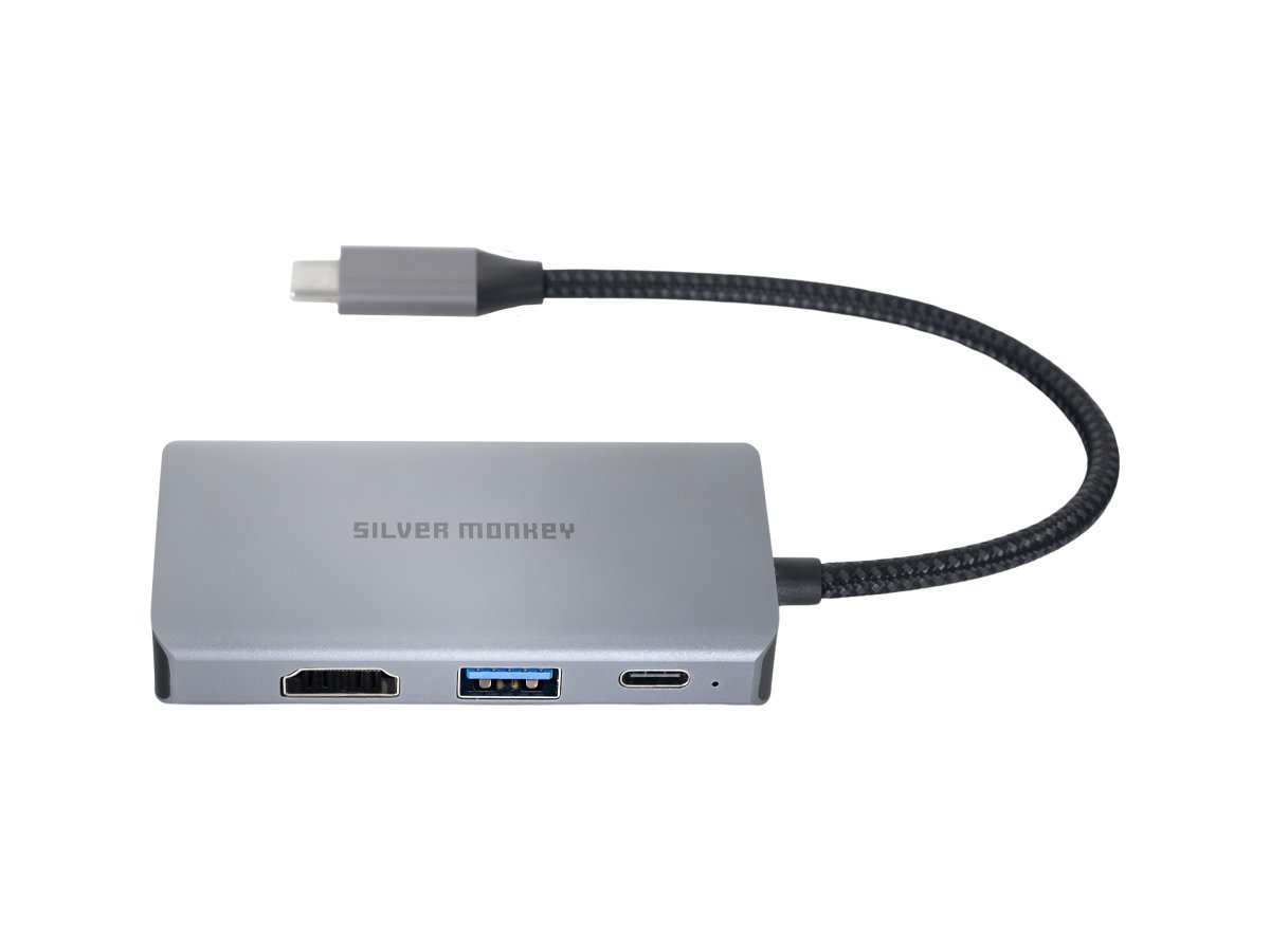 Adapter USB-C - 2x HDMI 4K60Hz, USB-A, PD 100W złącza