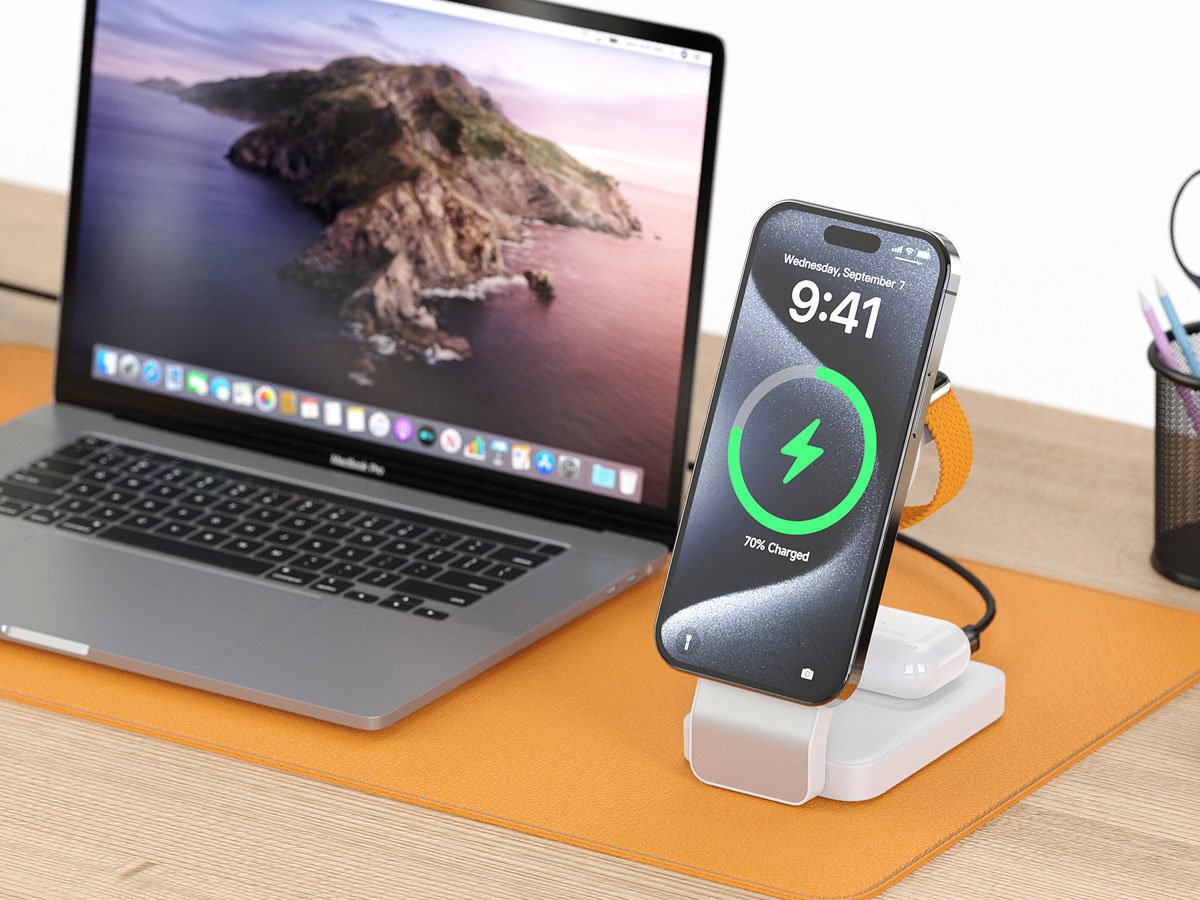 Alu MagCharger Qi2 3in1 biała