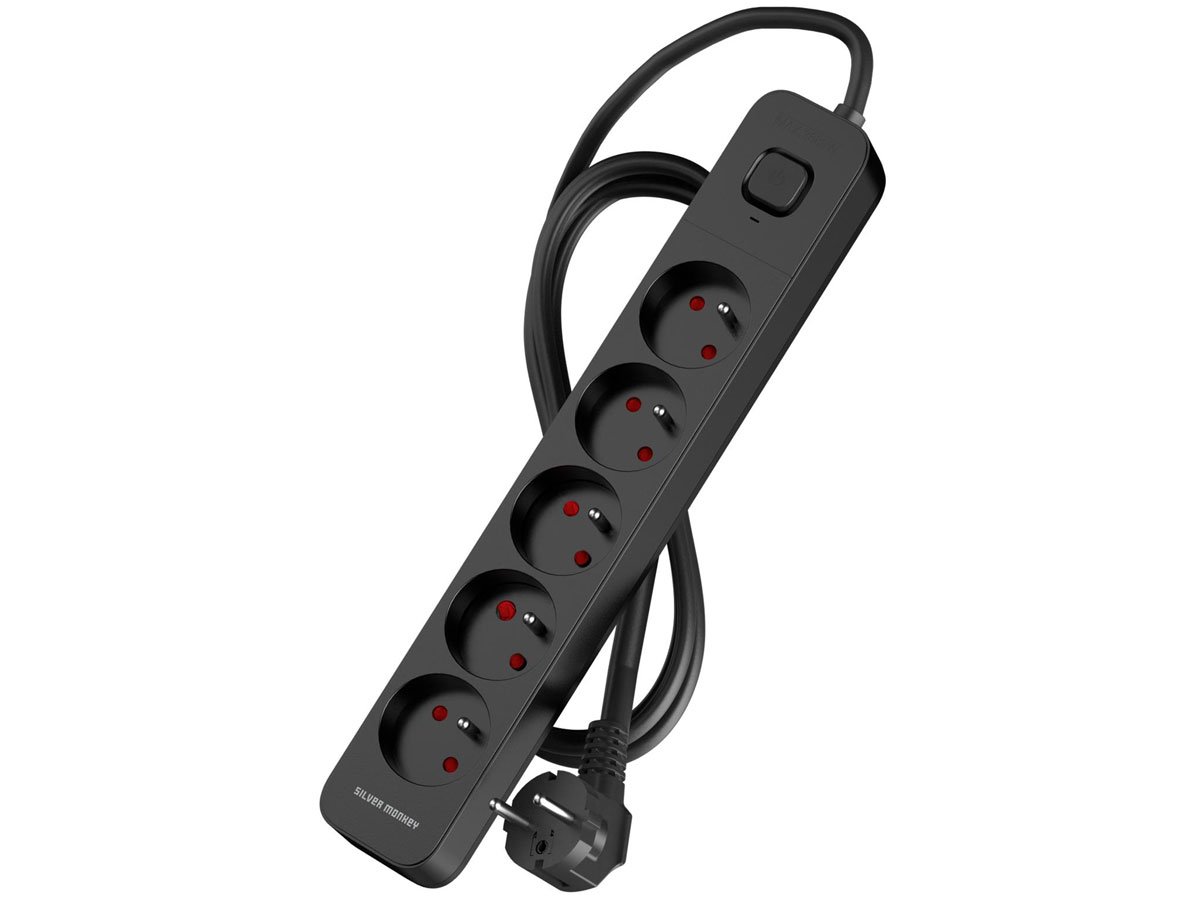 Listwa antyprzepięciowa 5 gniazd 16A/230V 1,5m czarna
