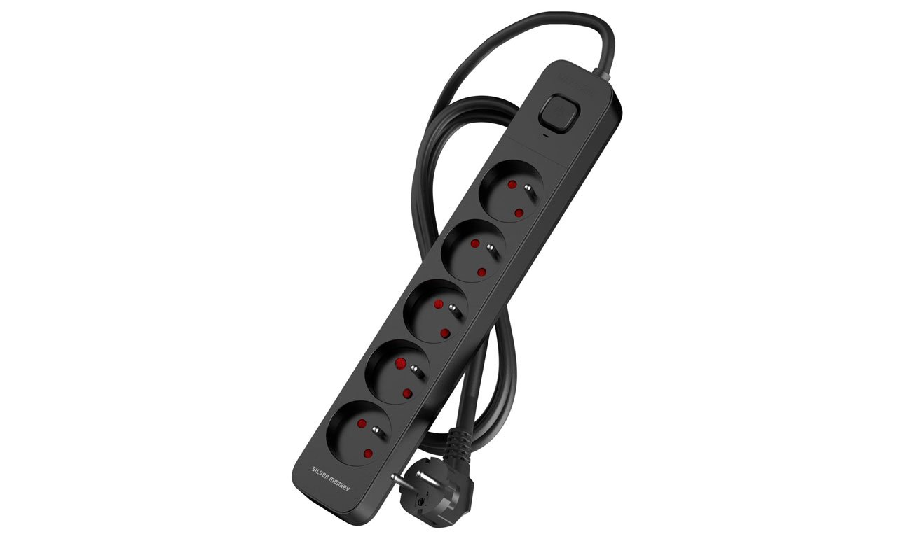 Listwa antyprzepięciowa 5 gniazd 16A/230V 1,5m czarna