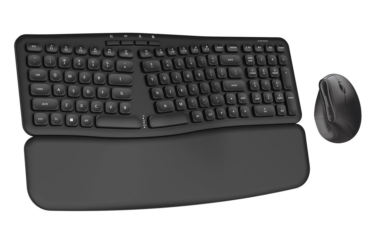Silver Monkey Ergonomic Keyboard + Premium Ergonomic Wireless Comfort Mous