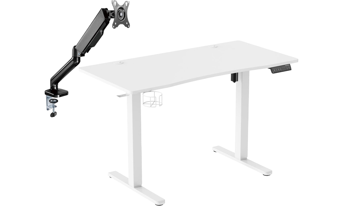 Biurko elektryczne Silver Monkey ED-120 White - Widok od przodu pod kątem