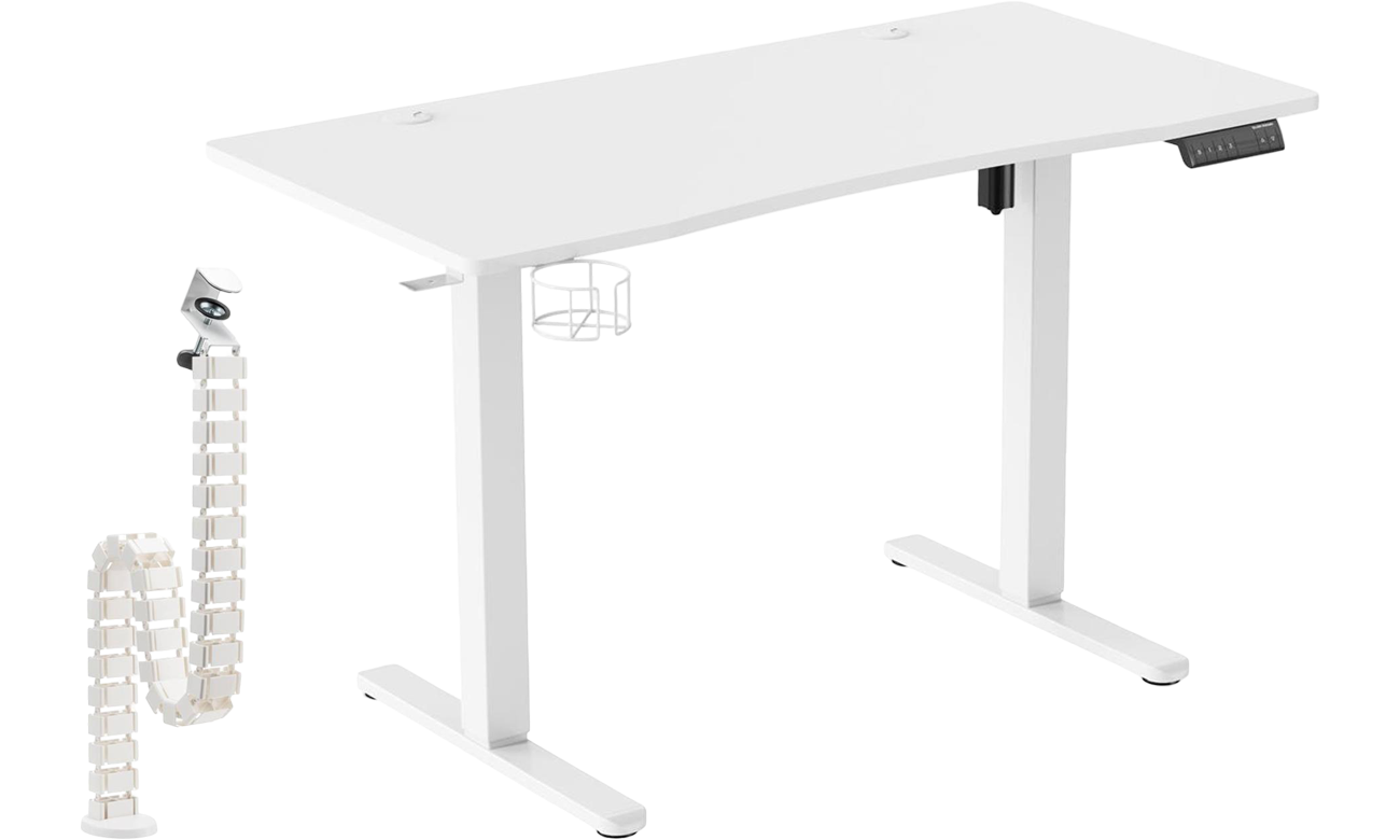 Biurko elektryczne Silver Monkey ED-120 White - Widok od przodu pod kątem