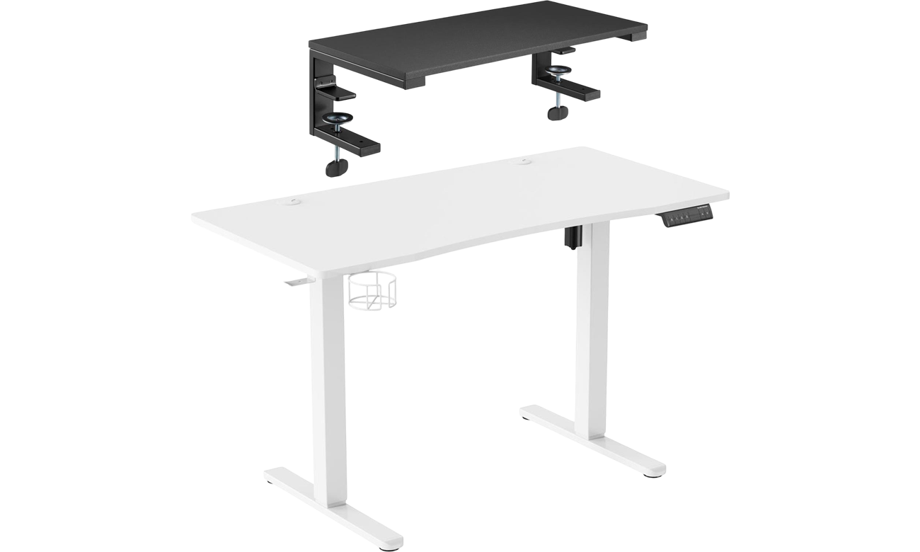 Biurko elektryczne Silver Monkey ED-120 White - Widok od przodu pod kątem