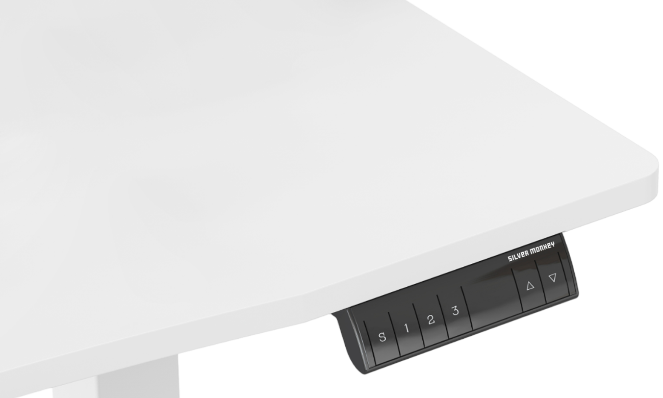 Biurko elektryczne Silver Monkey ED-120 White - Zbliżenie na blat z panele