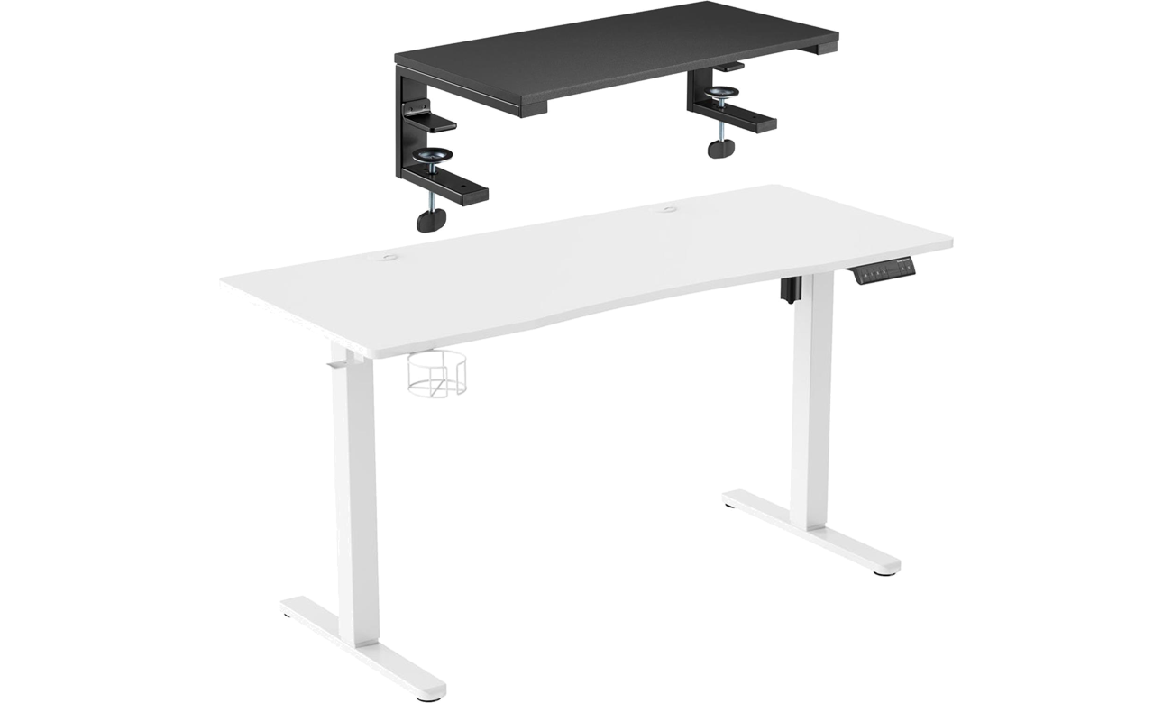 Biurko elektryczne Silver Monkey ED-140 White - Widok od przodu pod kątem