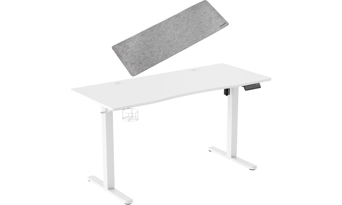 Biurko elektryczne Silver Monkey ED-140 White - Widok od przodu pod kątem