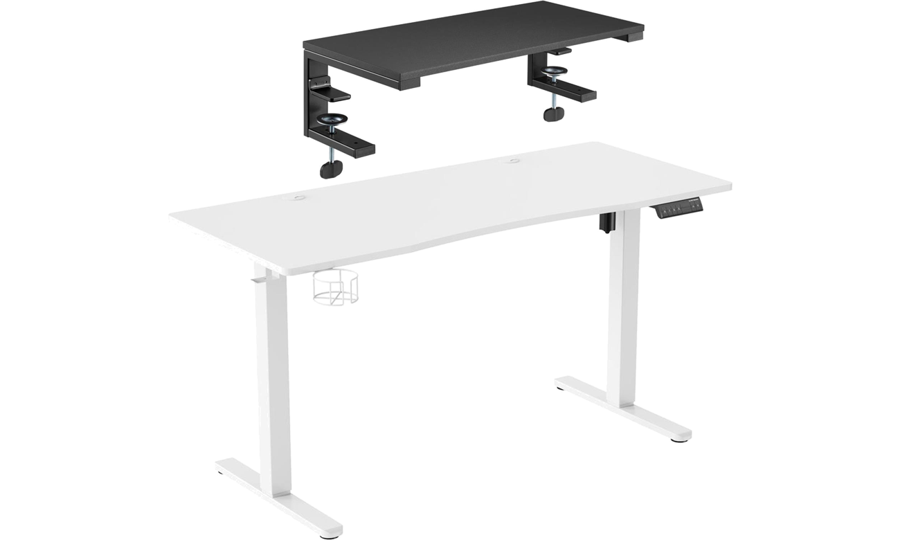 Biurko elektryczne Silver Monkey ED-140 White - Widok od przodu pod kątem