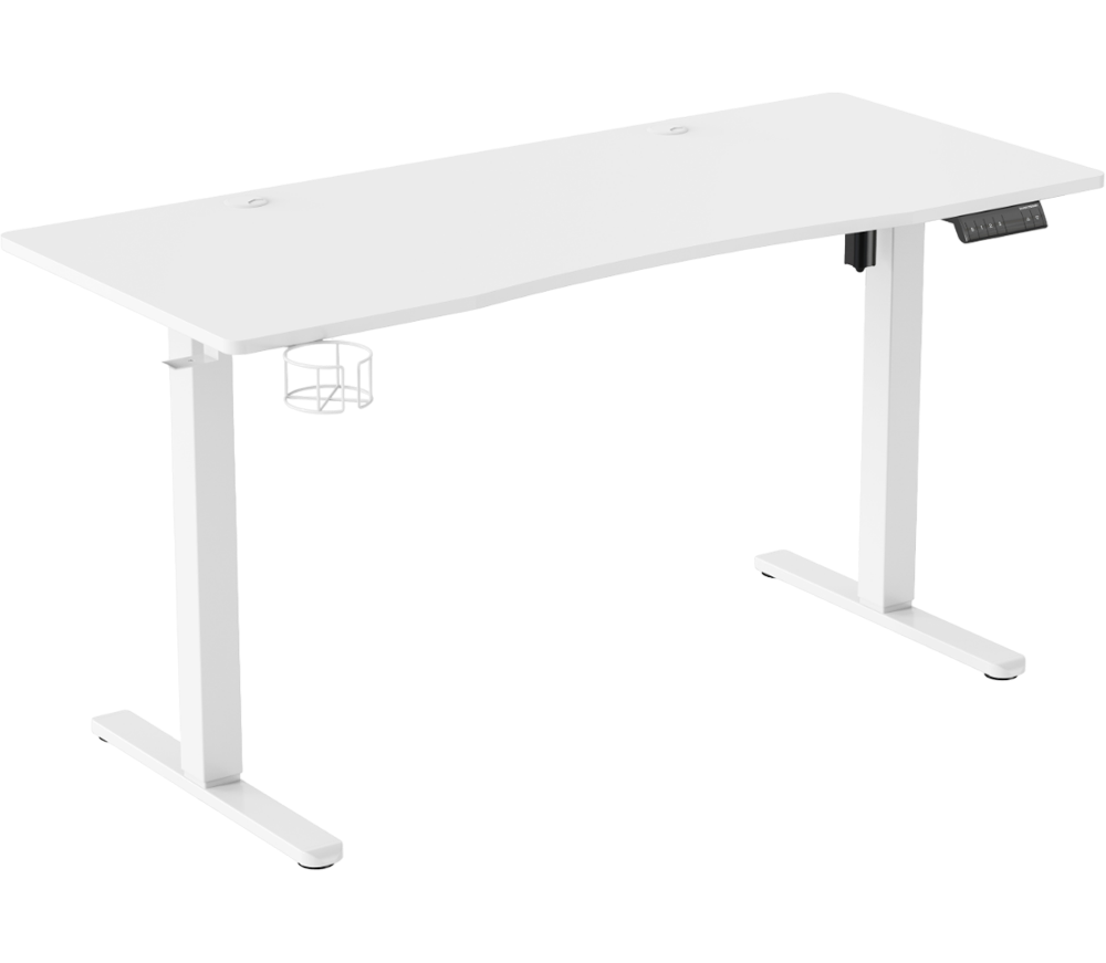 Biurko elektryczne Silver Monkey ED-140 White - Widok od przodu pod kątem