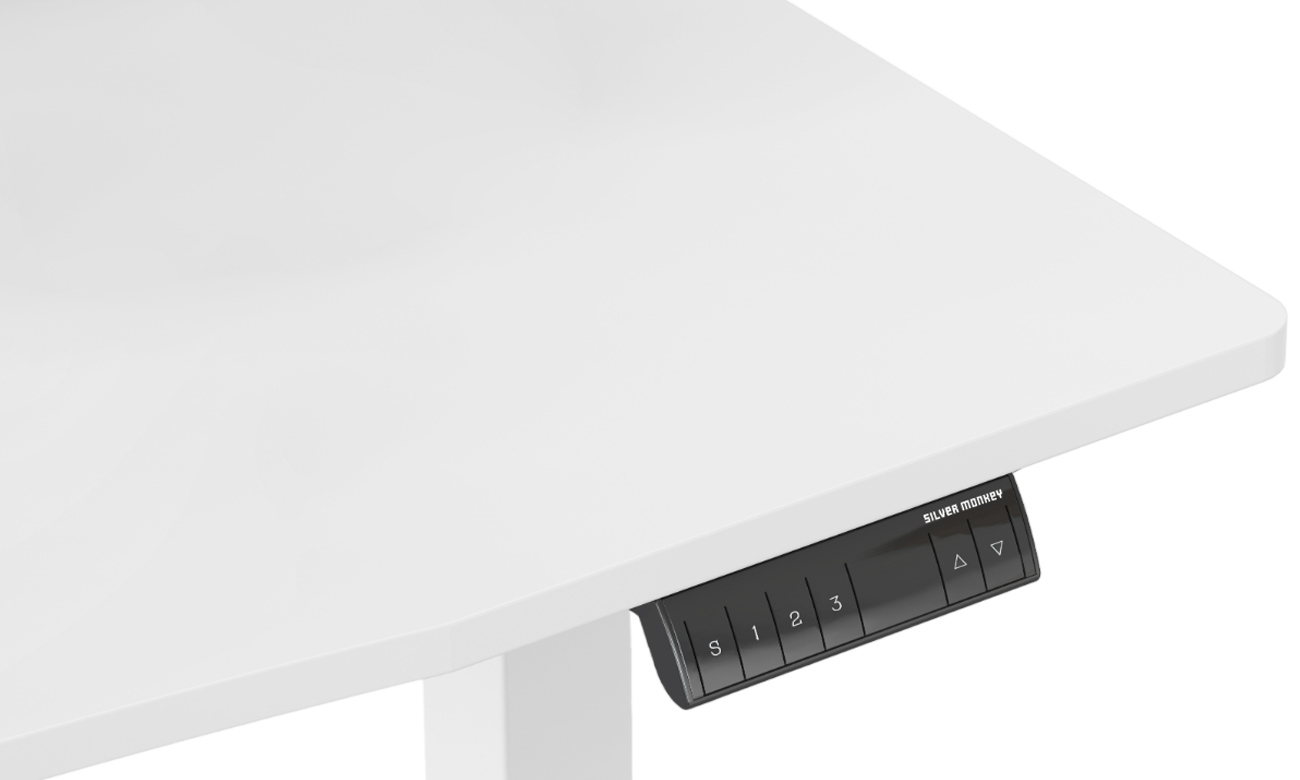 Biurko elektryczne Silver Monkey ED-140 White - Zbliżenie na blat z panele