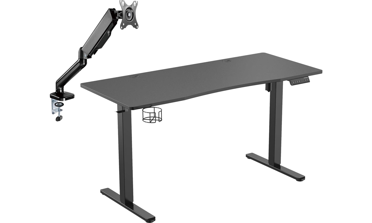 Biurko elektryczne Silver Monkey ED-140 Black - Widok od przodu pod kątem