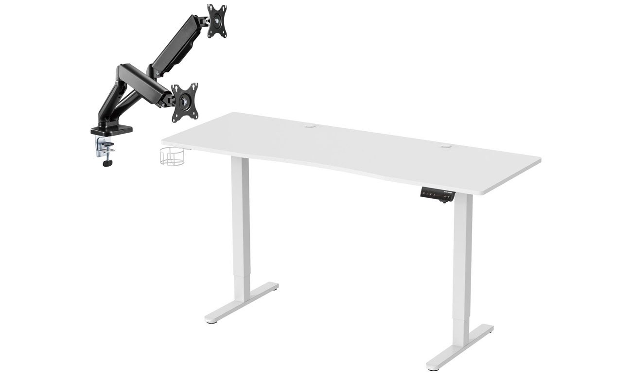 Biurko elektryczne Silver Monkey ED-160 White - Widok od przodu pod kątem
