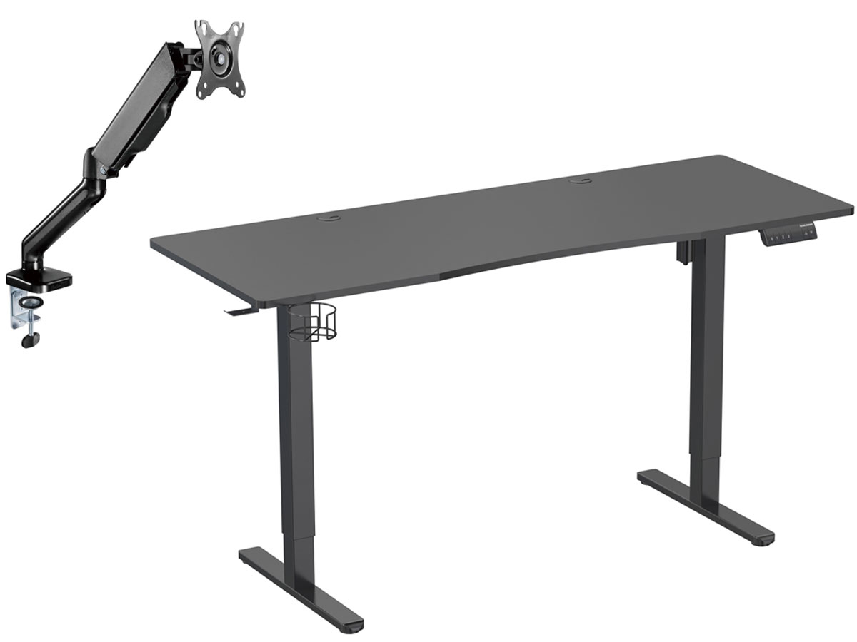 Biurko elektryczne Silver Monkey ED-160 Black - Widok od przodu pod kątem