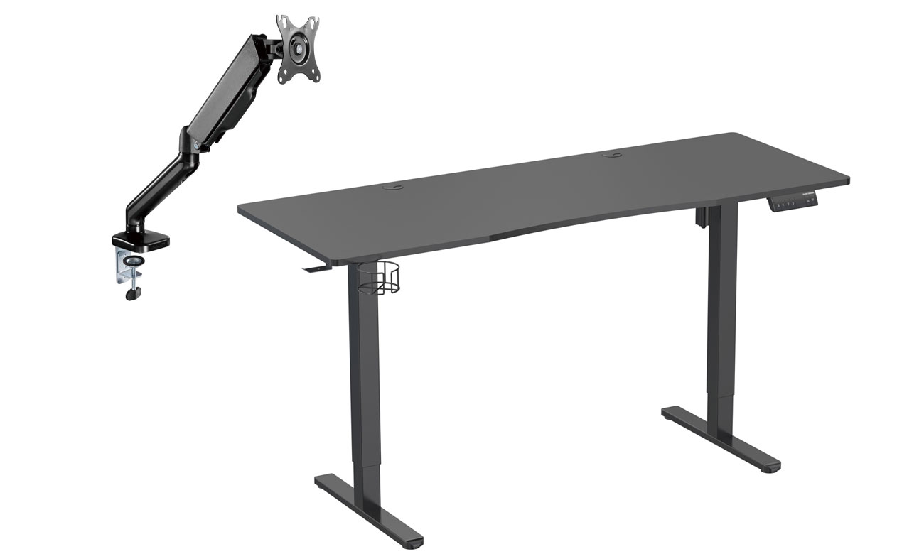Biurko elektryczne Silver Monkey ED-160 Black - Widok od przodu pod kątem