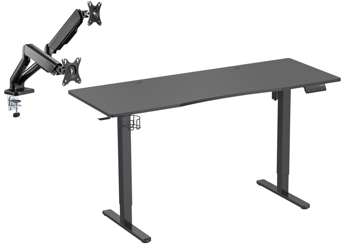 Biurko elektryczne Silver Monkey ED-160 Black - Widok od przodu pod kątem